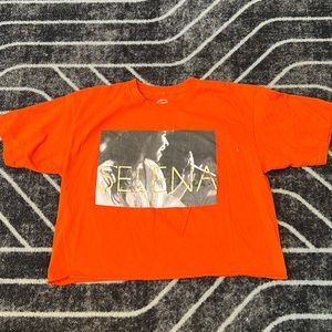 Selena 100% cotton cropped fan shirt orange official Selena shirt size large
